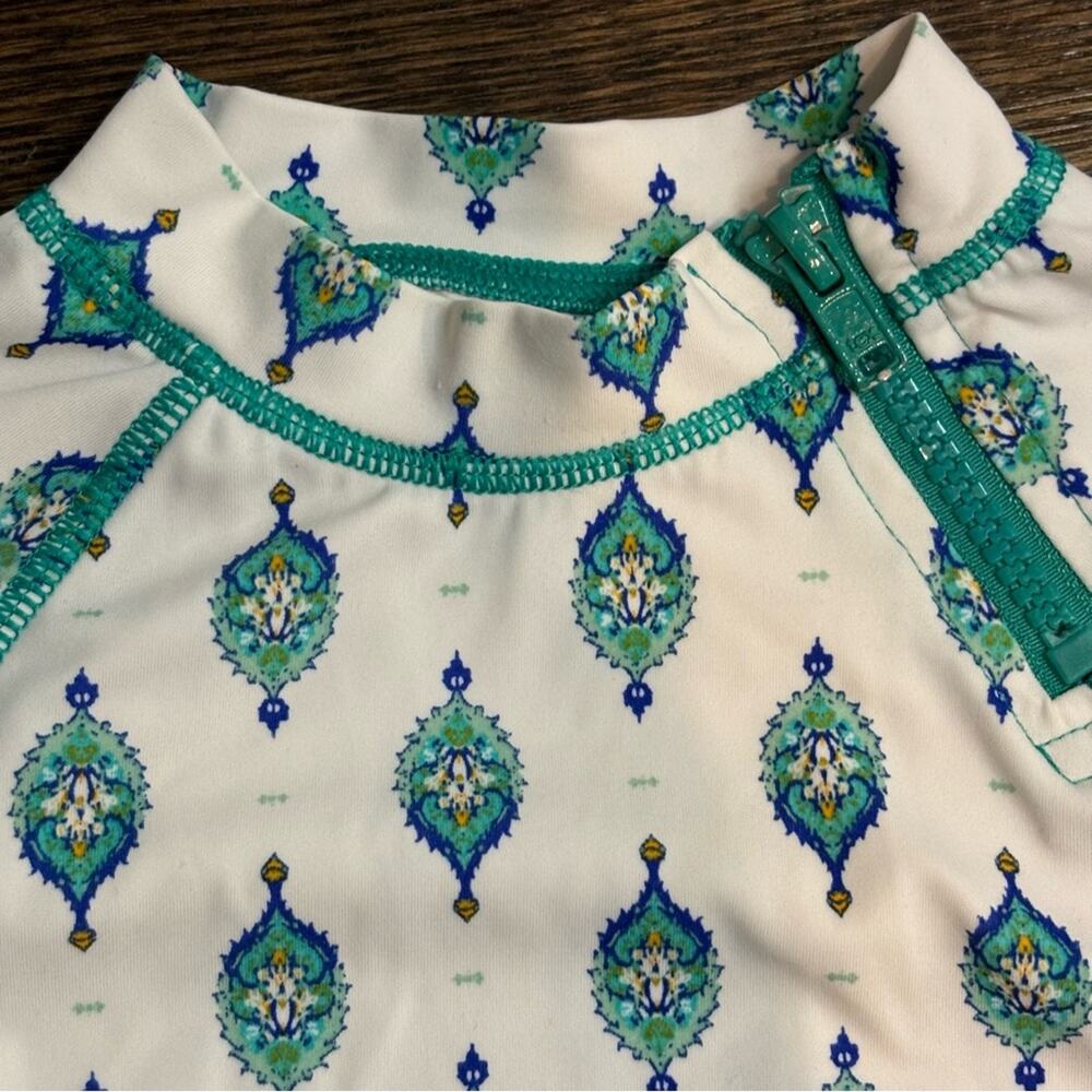 Cabana Life Rash Guard Bikini Set White Green Print 6-12 Months - Picture 3 of 10
